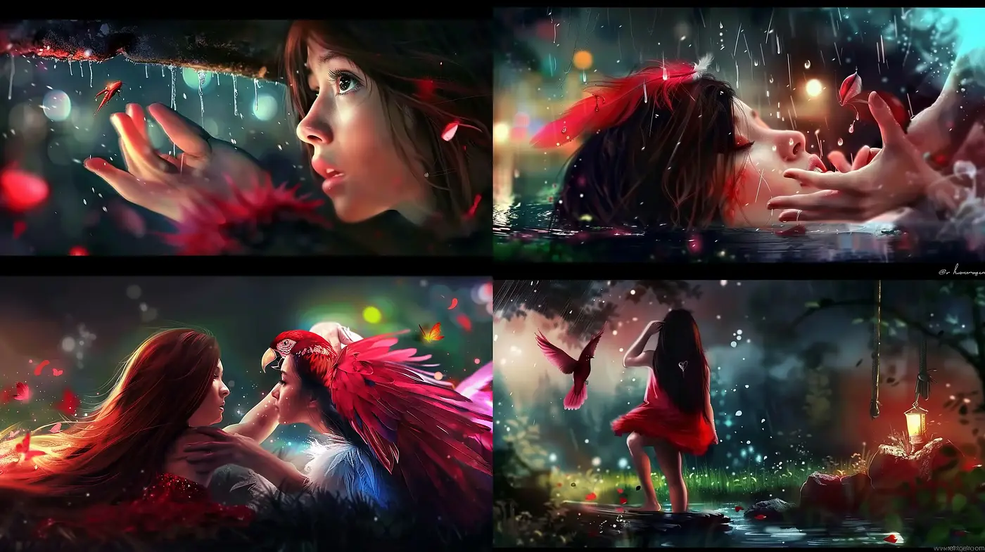 Enigmatic Luminance: A Fusion of Cinematic Surrealism and Digital Brushwork - Midjourney sref style