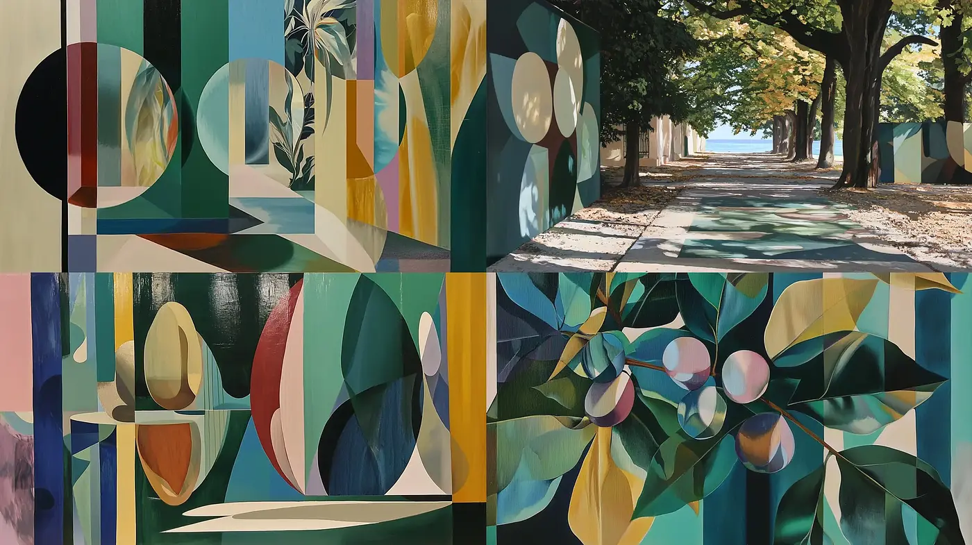 Geometric Abstraction with a Natural Twist - Midjourney sref style