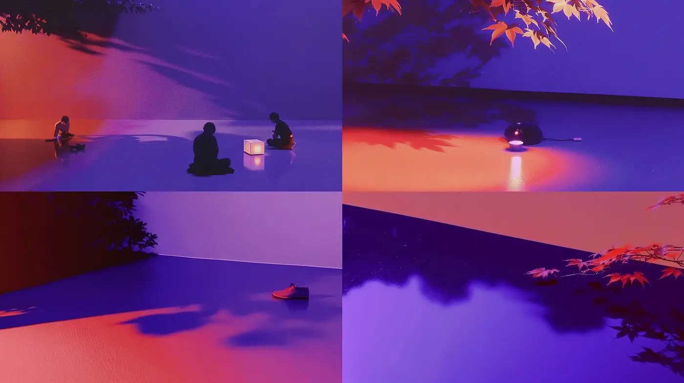 Twilight Serenity: A Study in Contrasting Warm and Cool Hues - Midjourney sref style