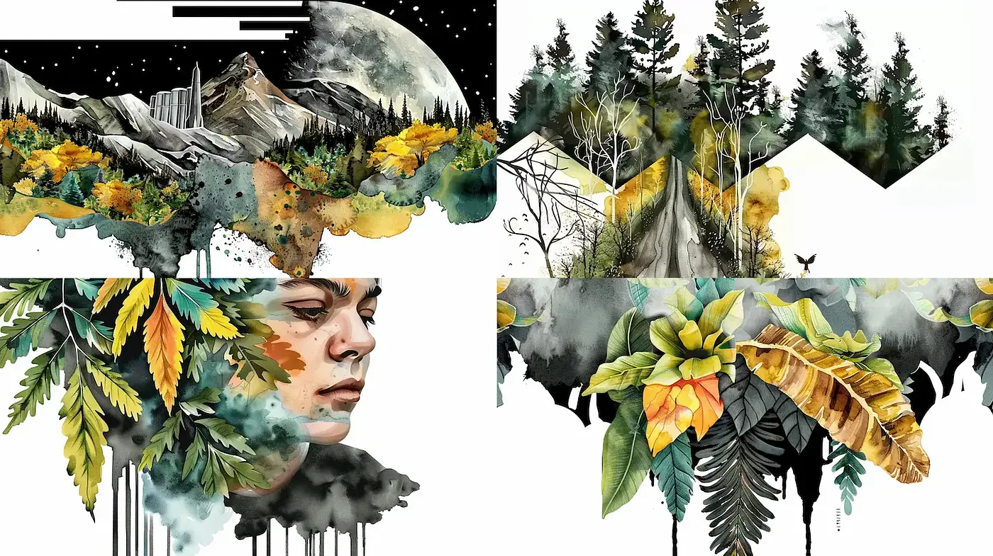Nature-Inspired Watercolor with a Poetic Vibe - Midjourney sref style