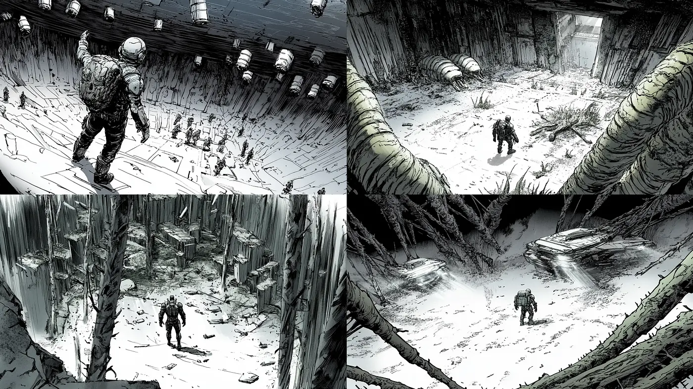 Monochromatic Whisperings of a Surreal Wasteland - Midjourney sref style