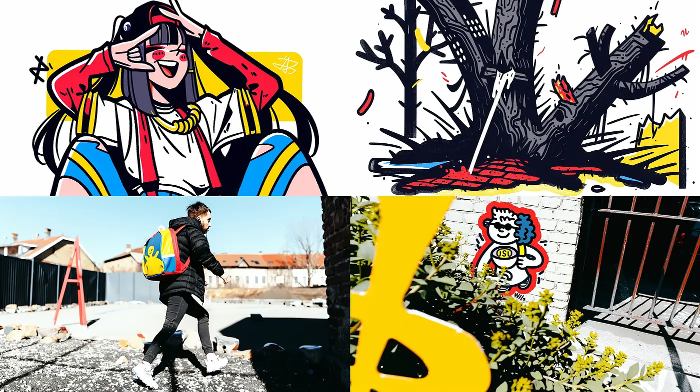 Vibrant Pop Art Fusion with Graffiti-like Elements - Midjourney sref style