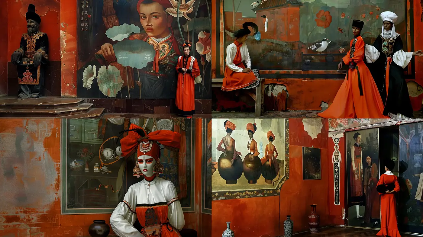 Ethereal Visions in Sanguine Hues: A Study in Warm Tones and Poetic Composition - Midjourney sref style