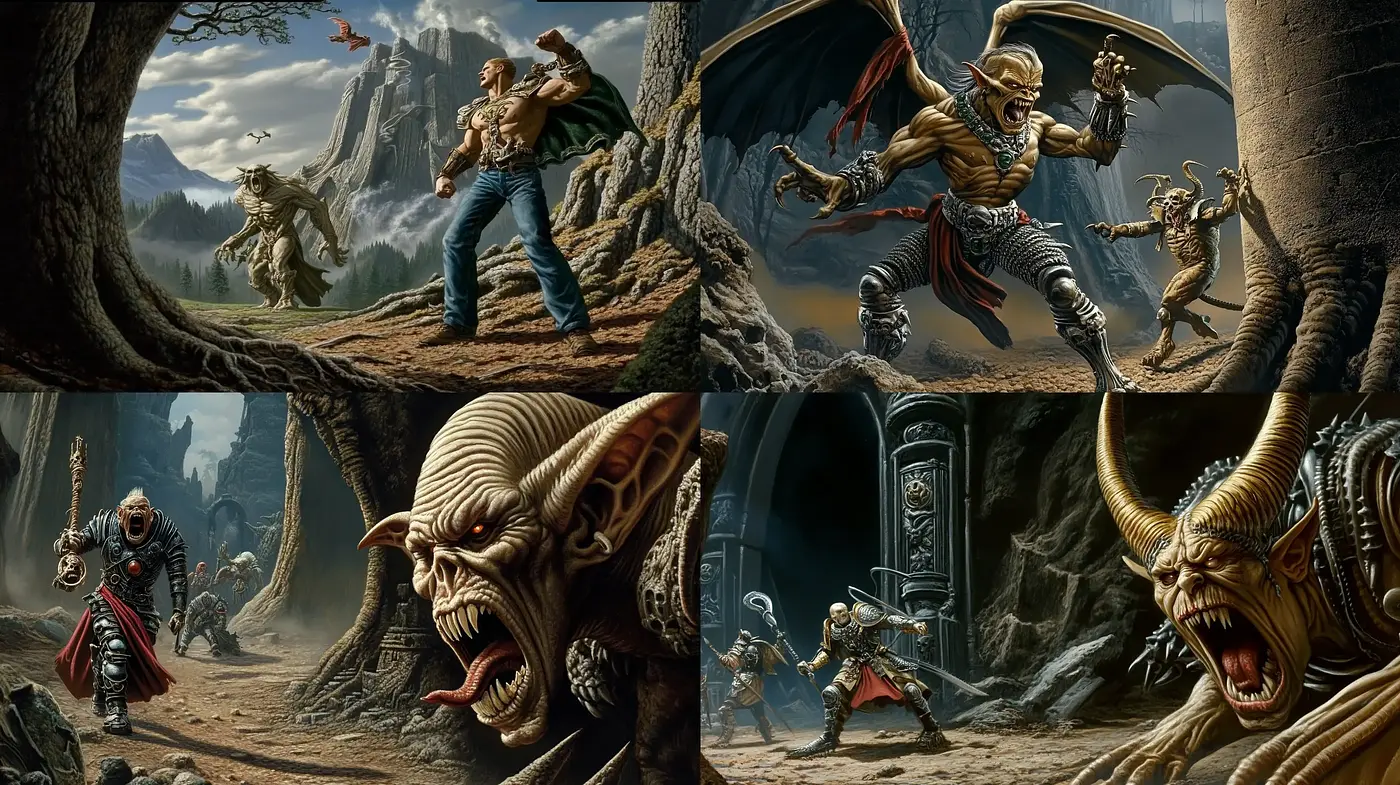 Epic Fantasy Battlescape: Lush Detailing with a Dark, Mythical Ambiance - Midjourney sref style