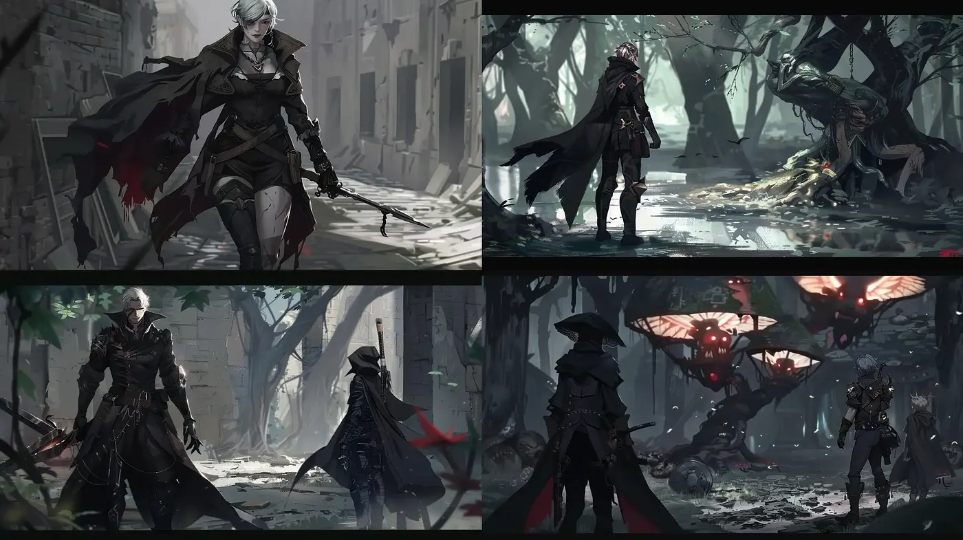 Ethereal Monochrome Fantasy: A Homage to Grim Otherworldliness - Midjourney sref style