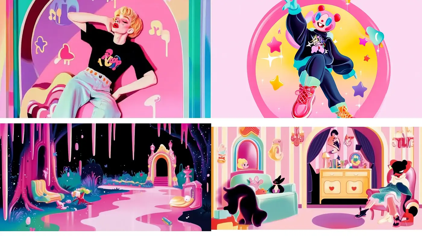 Whimsical Cosmic Dreamscape in Vivid Pastels - Midjourney sref style