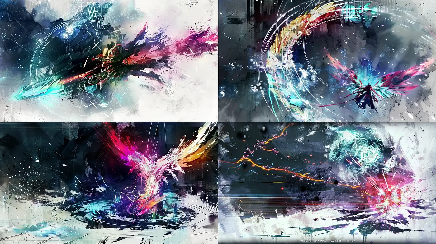 Energetic Abstract Expressionism with Vivid Brushwork - Midjourney sref style