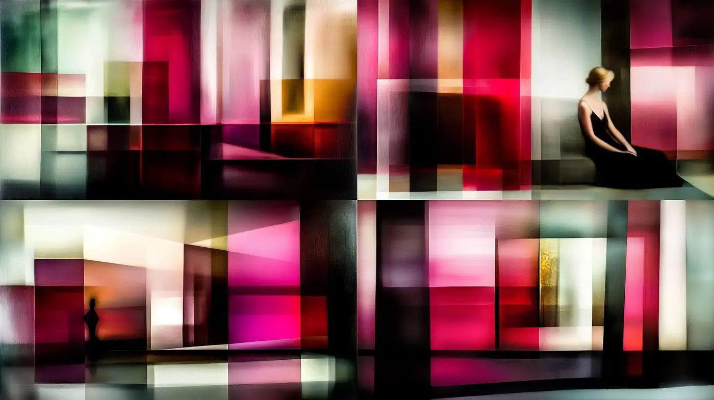 Abstract Intensity with a Harmonious Blend of Reds and Blacks - Midjourney sref style