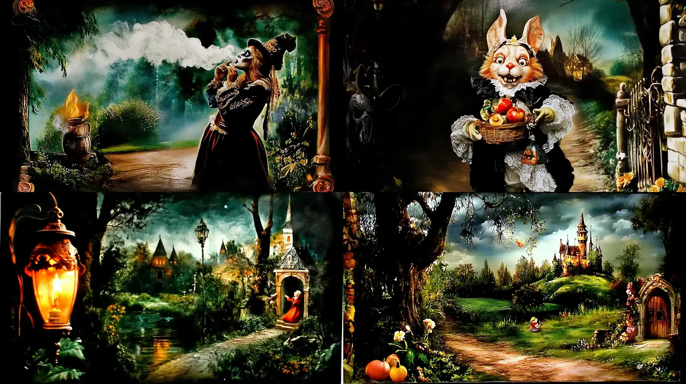 Enchanted Twilight Forests and Whimsical Storybook Characters - Midjourney sref style