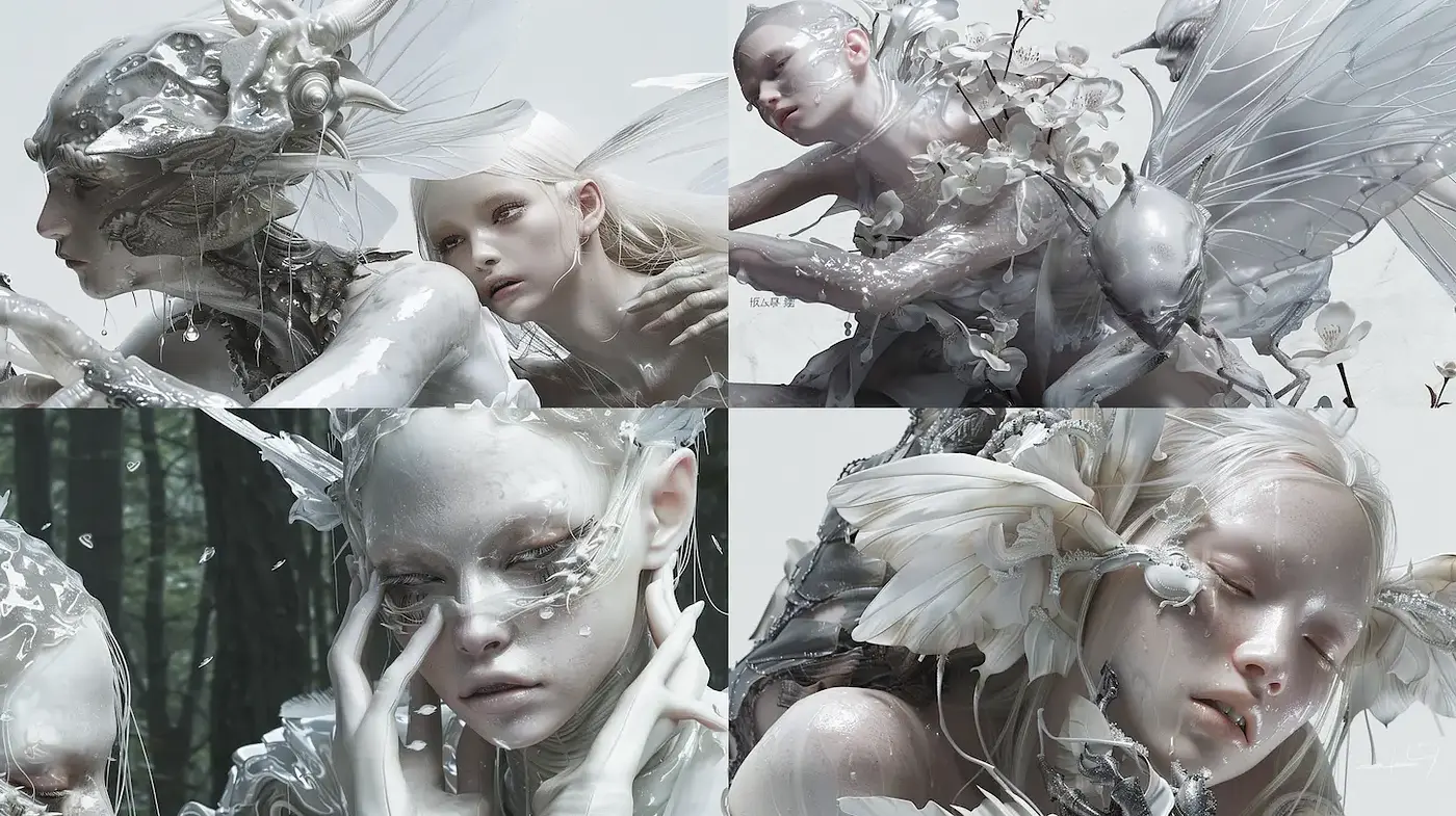 Ethereal and Avant-Garde Aesthetics with Nature Elements - Midjourney sref style