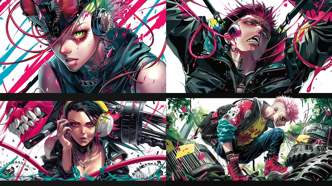 Dynamic Cyberpunk Essence with Neo-Tokyo Inspirations - Midjourney sref style