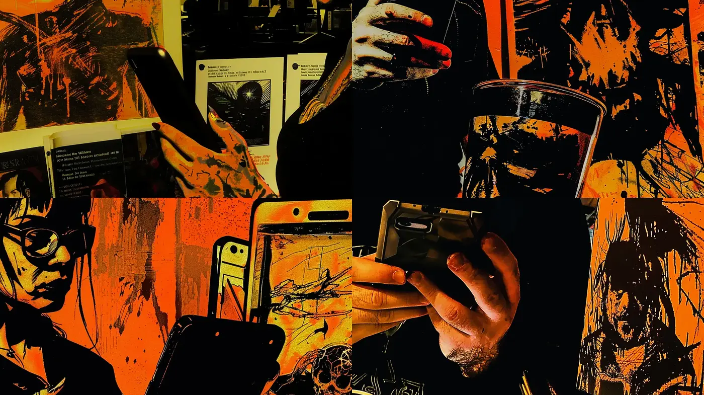 Energetic Noir Fusion with Abstract Expressionist Undertones - Midjourney sref style