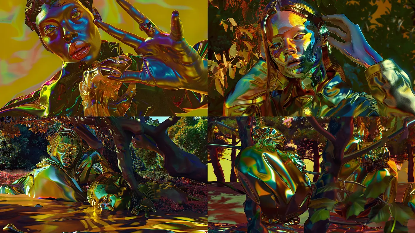 Synthetic Luminescence: A Study in Electric Hues and Surreal Textures - Midjourney sref style