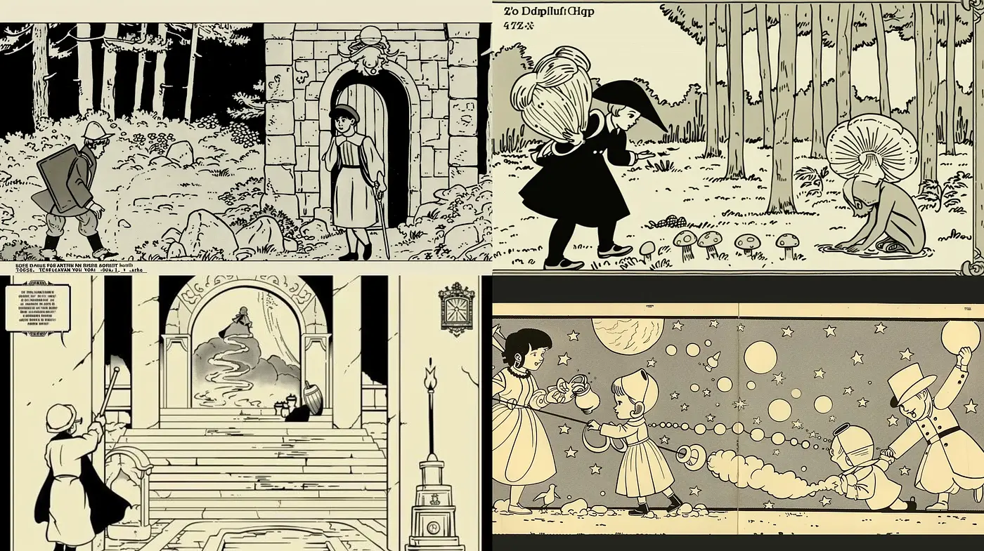 Monochromatic Storybook Illustrations in Sepia Tones - Midjourney sref style