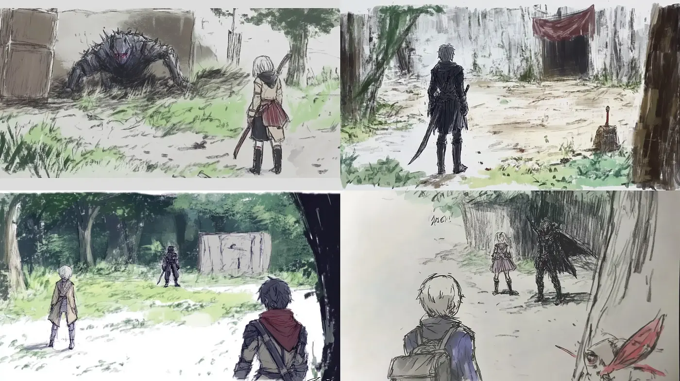 Post-Apocalyptic Sketches with an Anime Essence - Midjourney sref style