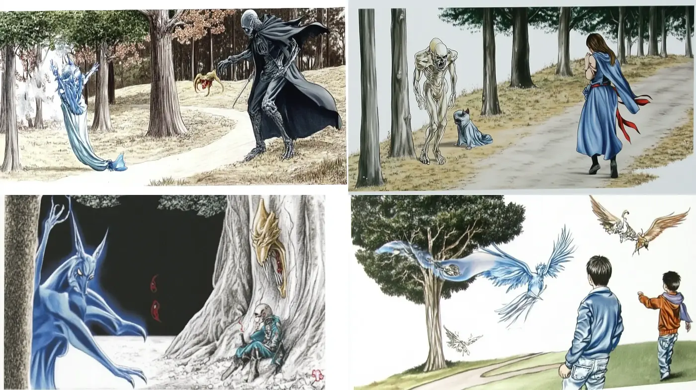 Ethereal Storybook Fusion in Earthy Tones - Midjourney sref style