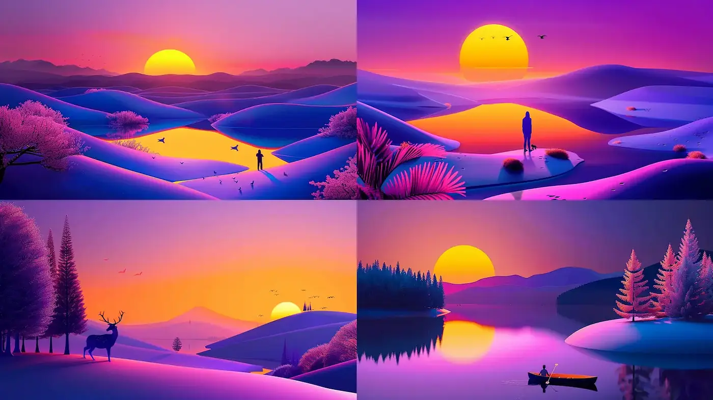 Vibrant and Dreamlike Landscape Art with a Surreal Touch - Midjourney sref style