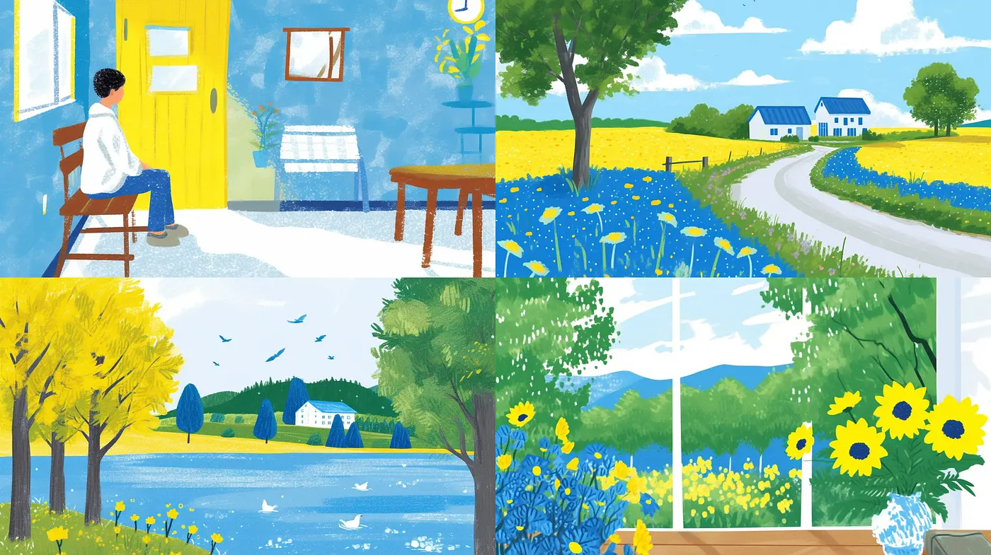 Luminous Idyllic Impressions: Consistent Brilliance in Textured Serenity - Midjourney sref style