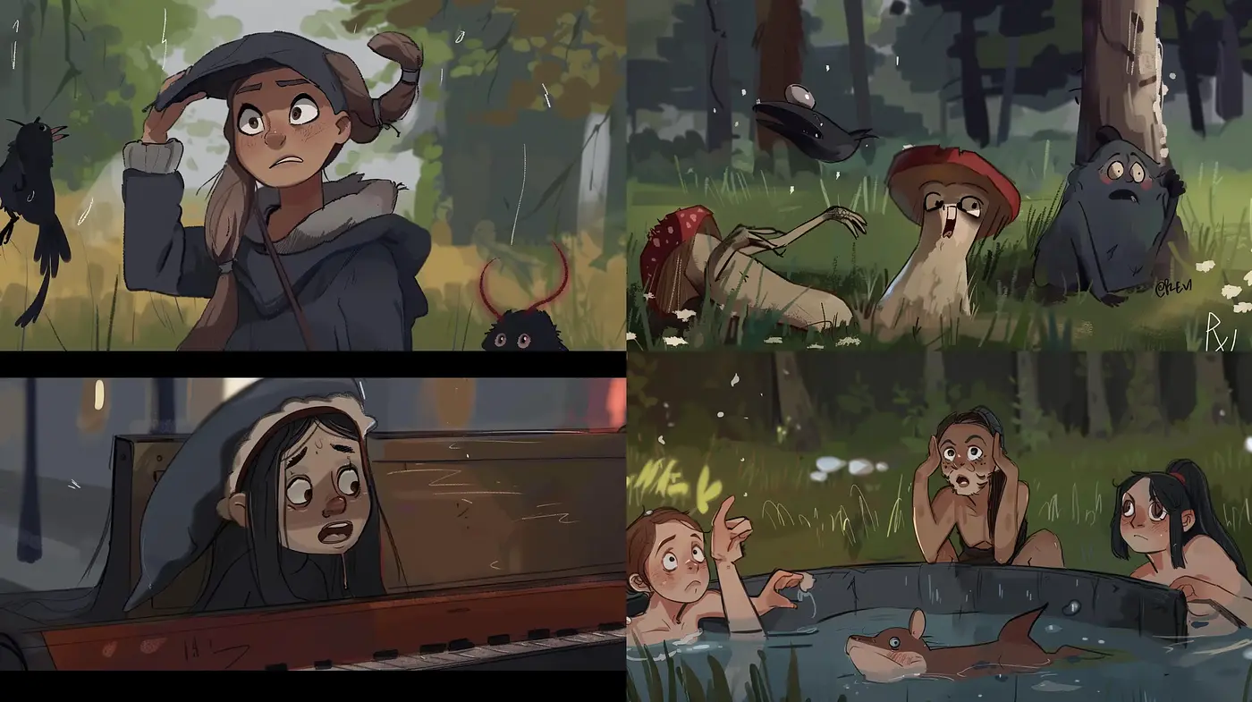 Whimsical Storybook Illustrations with Earthy Tones - Midjourney sref style