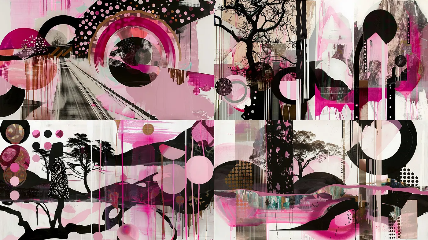 Ethereal Blush of Monochromatic Harmony: Abstract Fusion of Pastel and Grayscale Aesthetics - Midjourney sref style