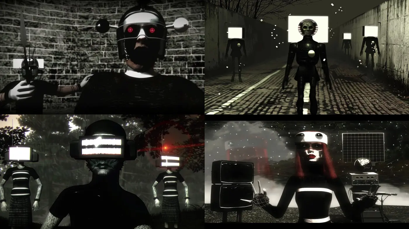 Monochromatic Cybernetic Dreamscape: A Fusion of High Contrast and Surrealism - Midjourney sref style