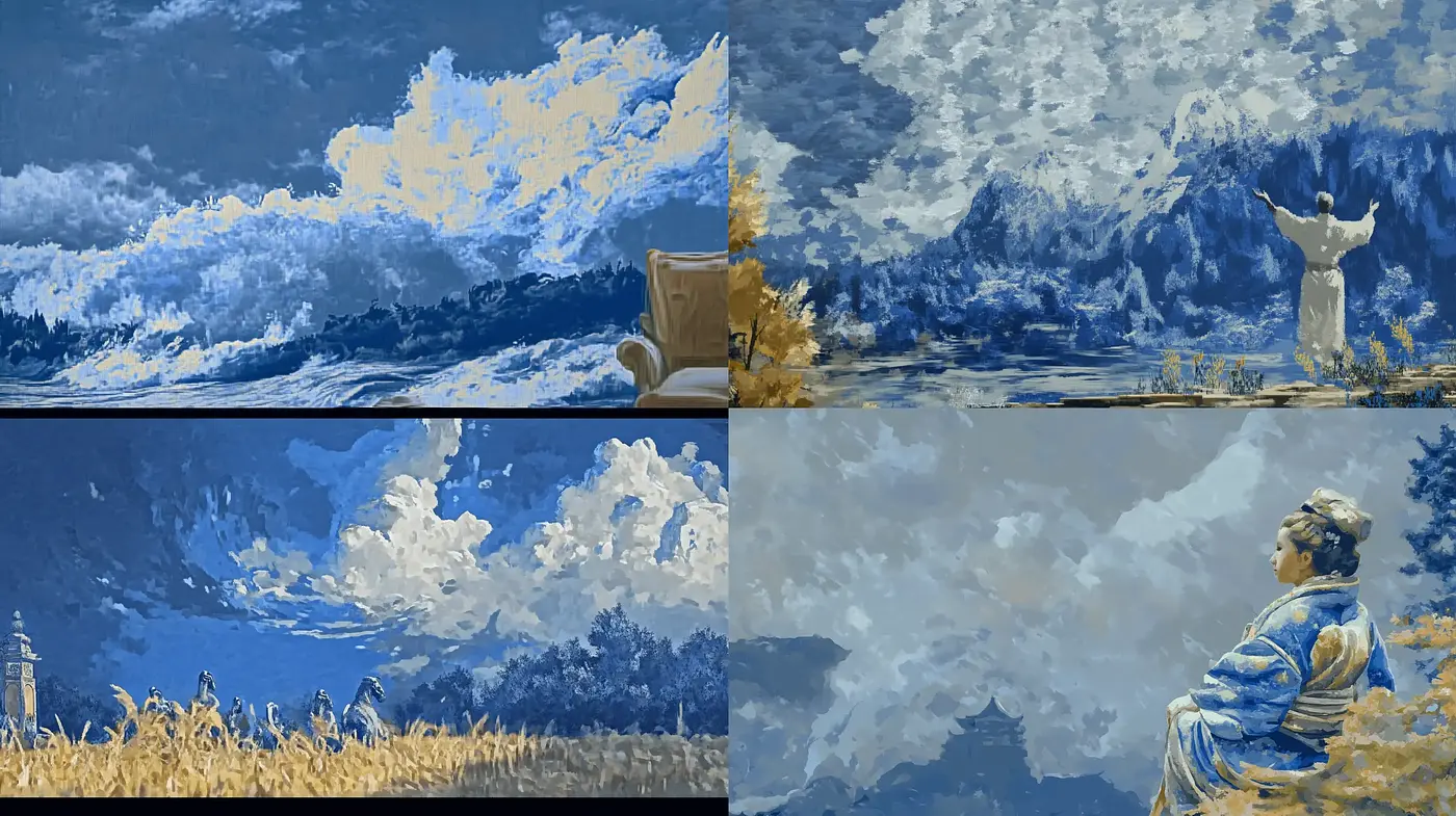 Impasto Dreamscapes under a Periwinkle Sky - Midjourney sref style