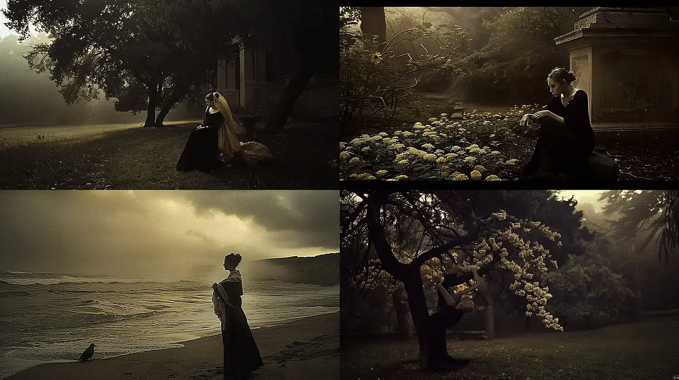 Mysterious and Dreamlike Scenes with an Ethereal Quality - Midjourney sref style