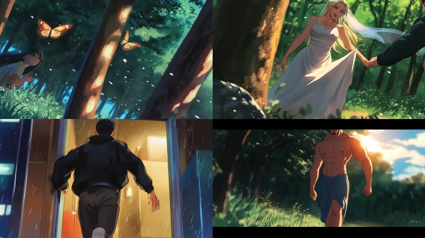 Luminous Twilight Hues in Dynamic Anime Narrative - Midjourney sref style
