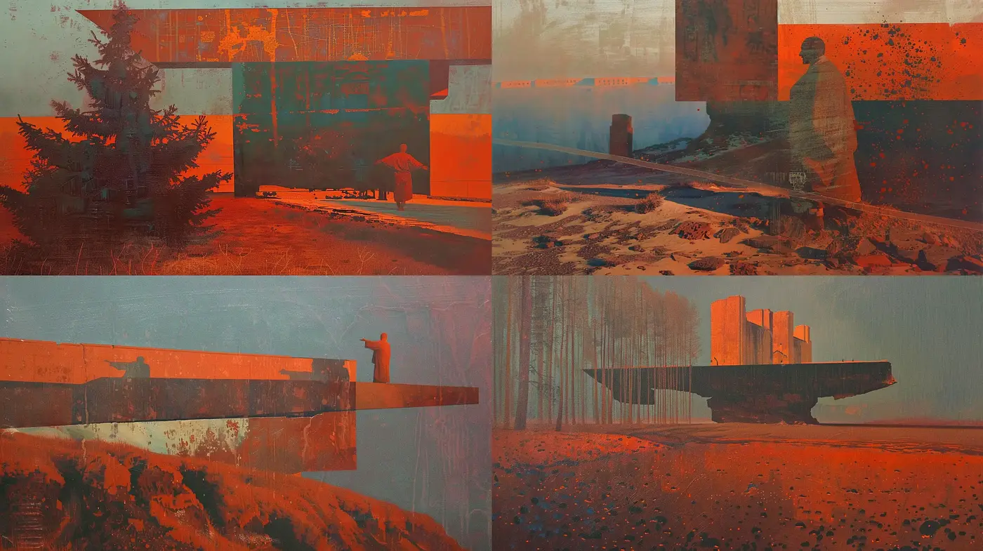 Twilight Hues of Retro Dystopia: A Homage to Faded Futurism - Midjourney sref style