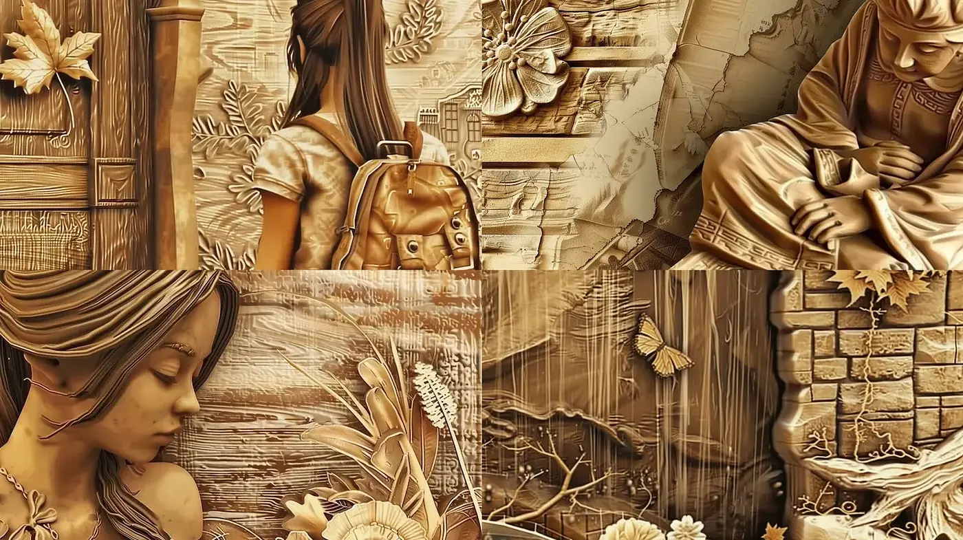 Elements of Serenity and Nature in Vintage Aesthetic - Midjourney sref style