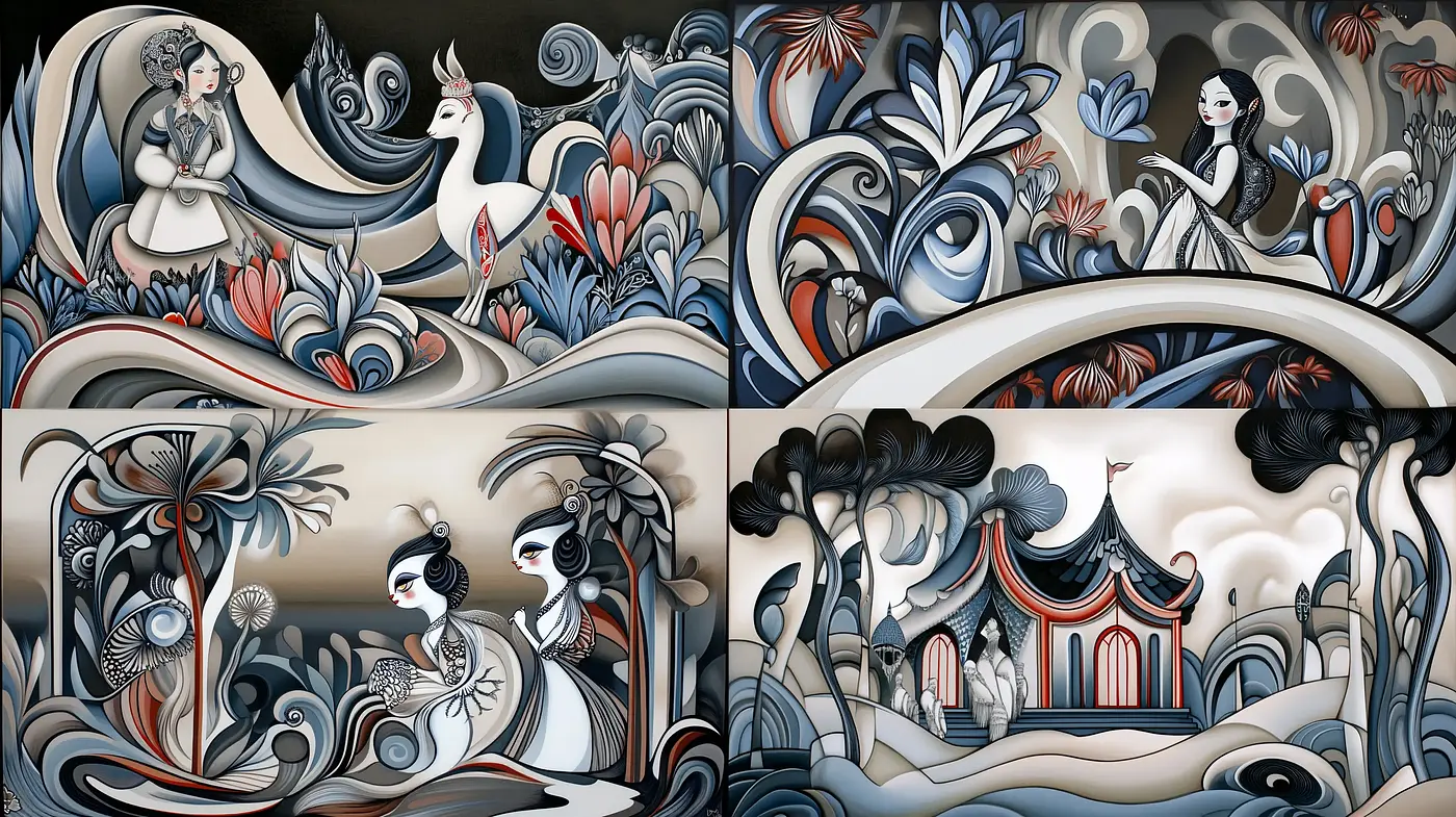 Enchanting Floralesque Dreamscape Illustration - Midjourney sref style