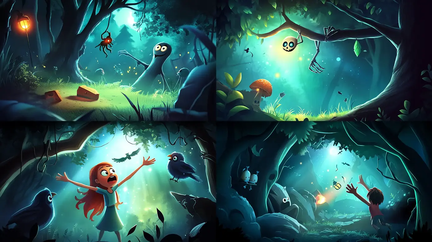 Whimsical Woodland Enchantment: A Fairy-Tale Fusion of Vibrant Hues and Playful Lights - Midjourney sref style