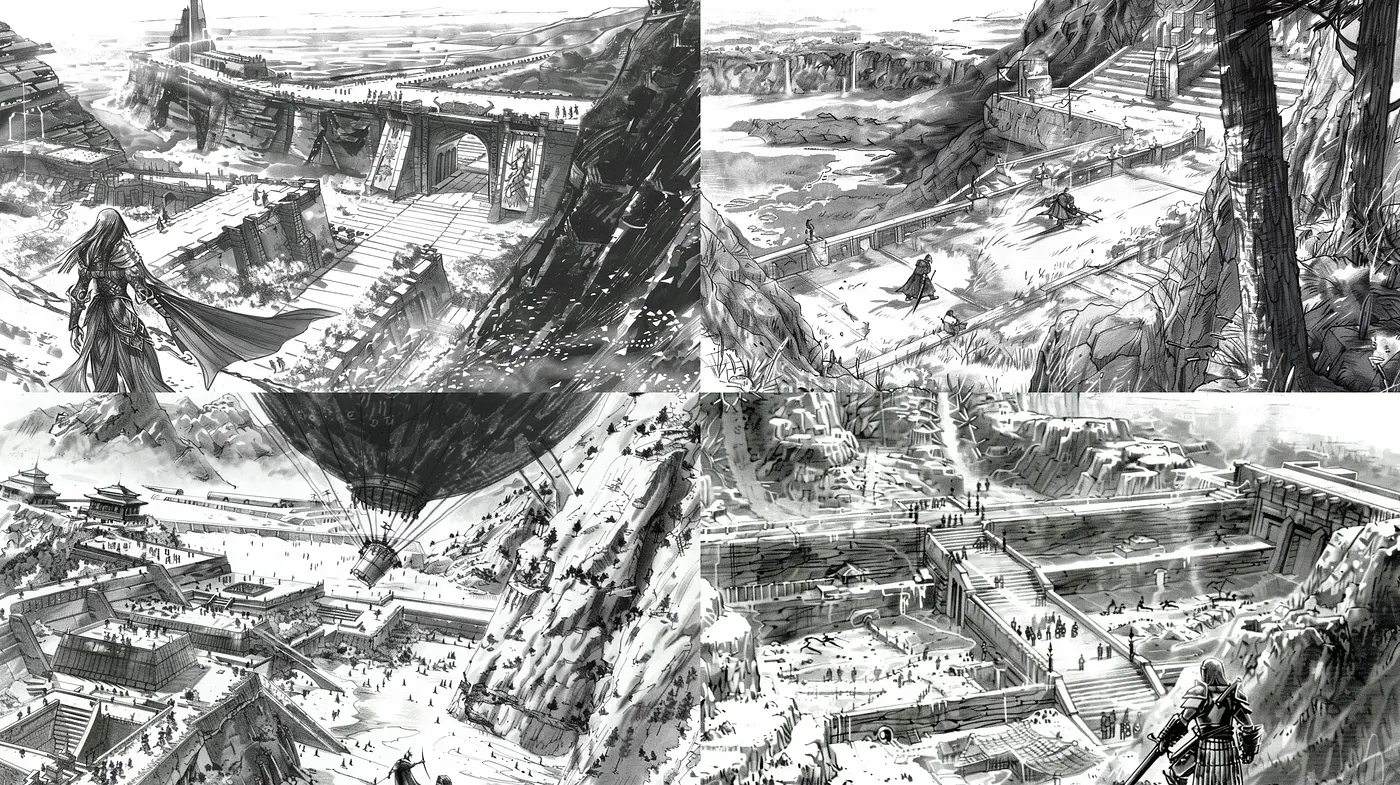 Monochromatic Epochs: Synthesis of Historical Awe and Graphic Novel Aesthetics - Midjourney sref style