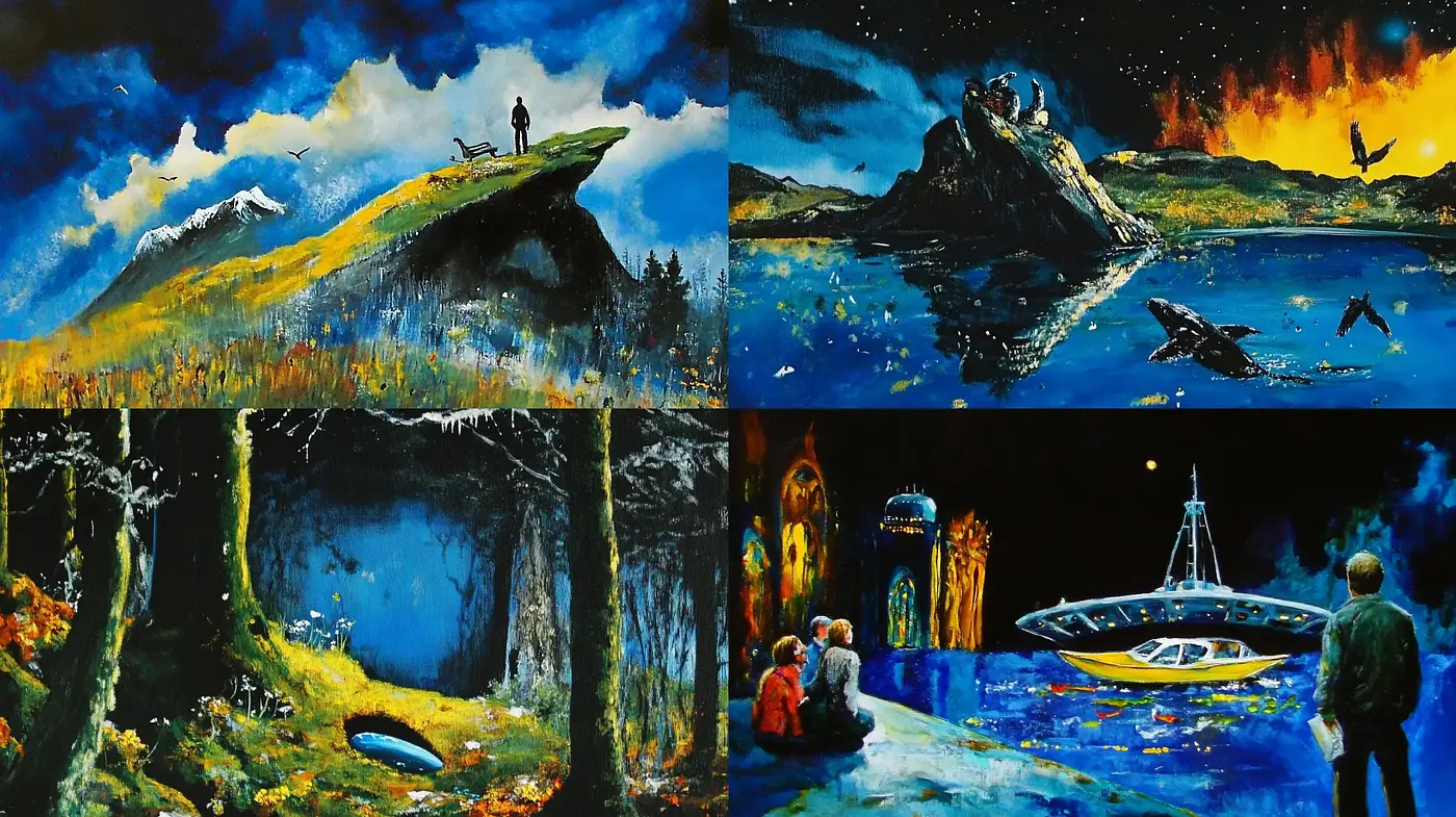 Starry Cosmic Dreamscapes: A Fusion of Impasto Vigor and Nighttime Wonders - Midjourney sref style