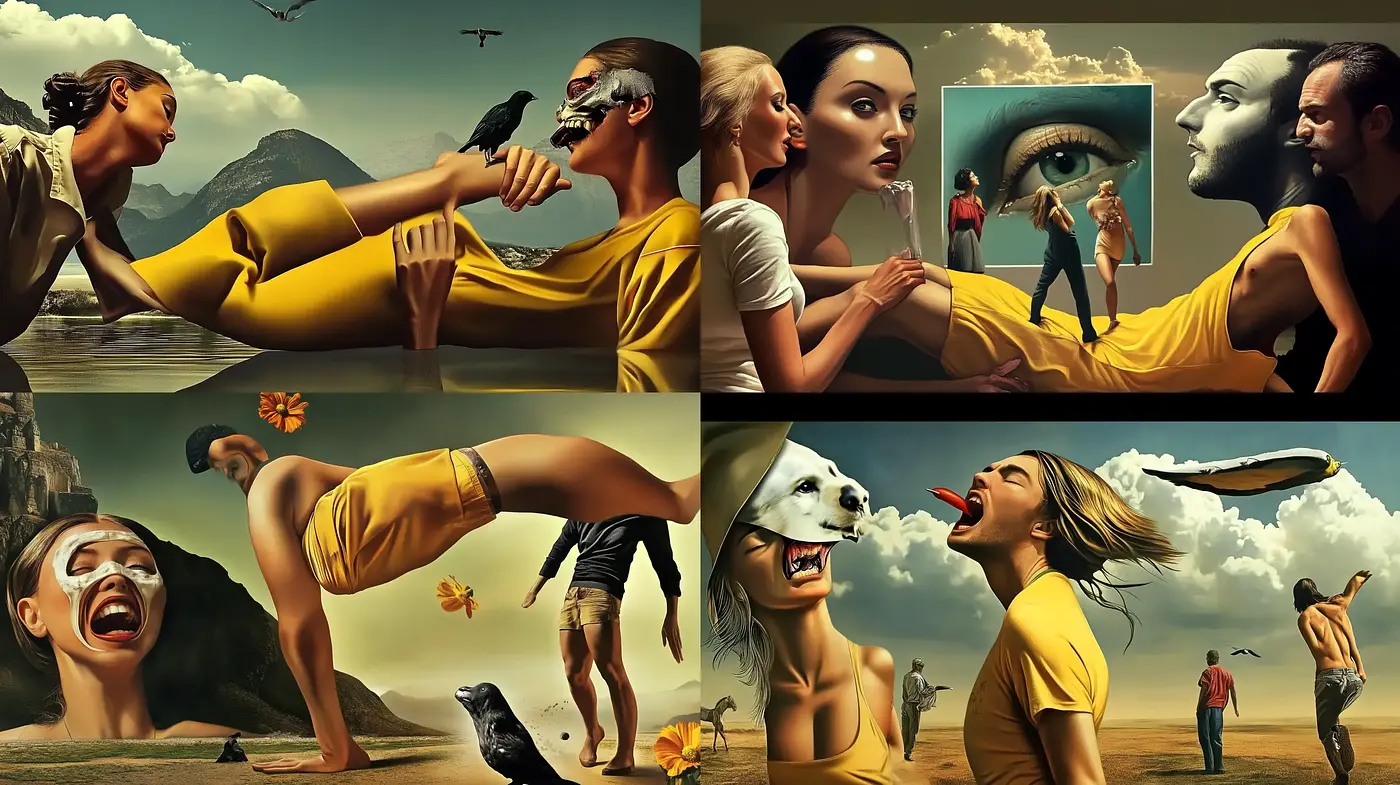 Surreal Dreamscapes with Golden Hues and Hyperrealism - Midjourney sref style