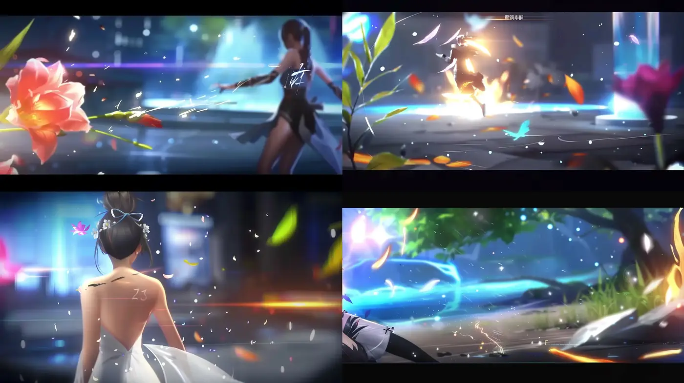 Ethereal Luminosity and Dynamic Motion in Stylized Illustration - Midjourney sref style