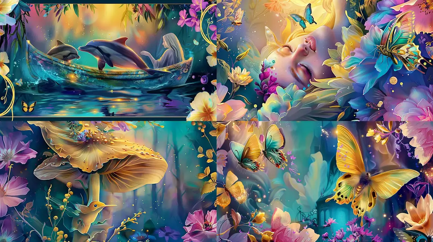 Magical and Luminous Fantasy Art with Nature Elements - Midjourney sref style