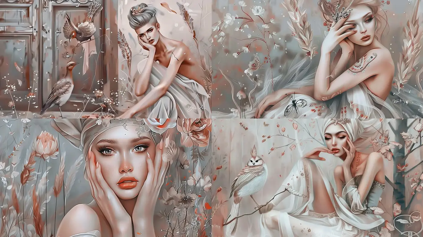 Ethereal Florals in Sepia Dreamscape - Midjourney sref style