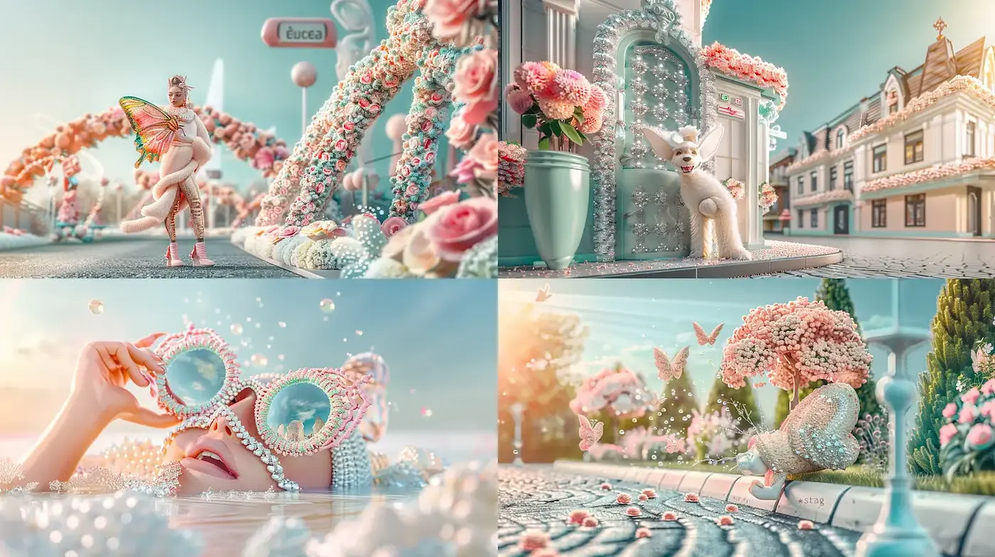 Charming Whimsical Aesthetics with Floral Flourishes and Dreamlike Vibes - Midjourney sref style