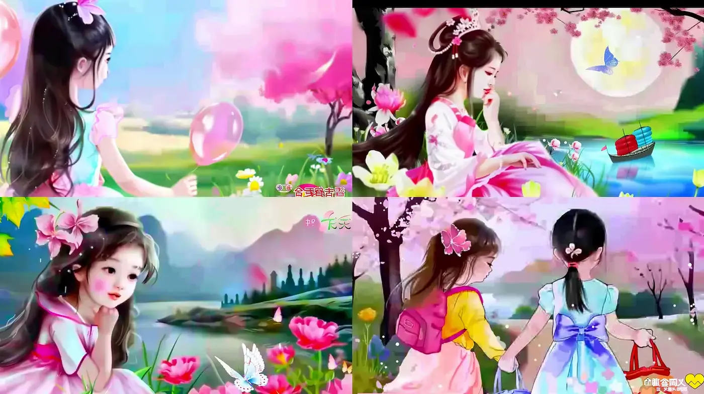 Whimsical Floral Dreamscape with Soft Visuals and Delicate Characters - Midjourney sref style