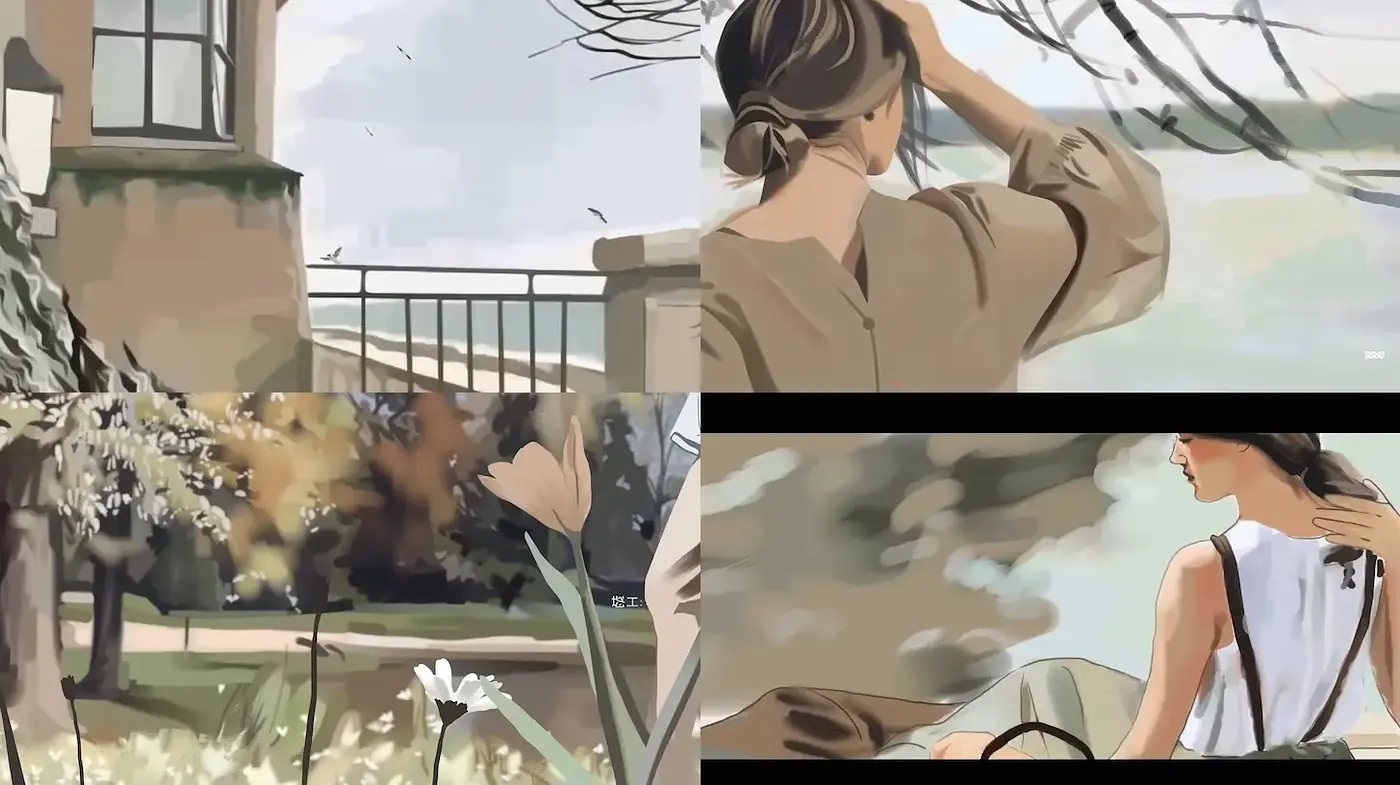 Soft and Introspective Scenic Illustrations with a Feminine Touch - Midjourney sref style