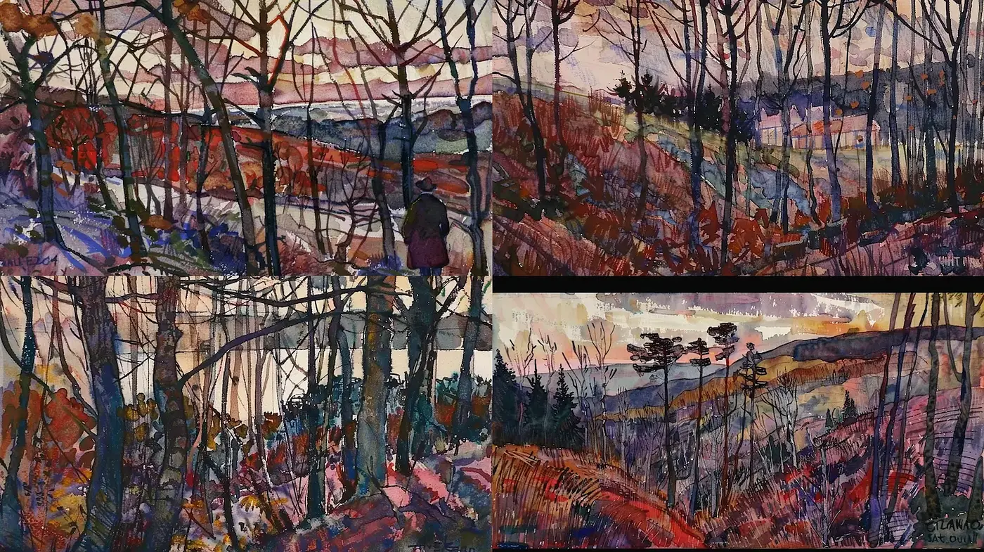 Exploration of Nature Through Impressionistic Watercolor Techniques - Midjourney sref style