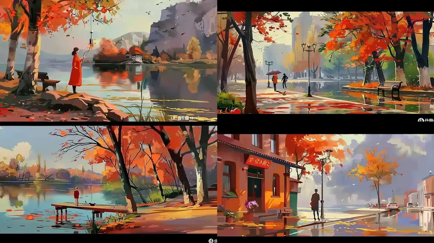 Luminous Autumn Landscapes with Impressionistic Touches - Midjourney sref style