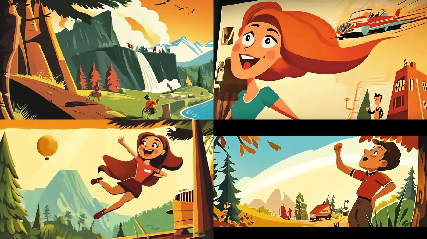 Warm-Toned Vintage Adventure Illustration Collection - Midjourney sref style