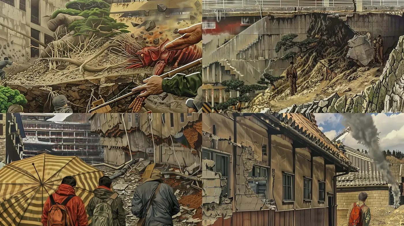 Post-Apocalyptic Echoes with Surrealist Undertones - Midjourney sref style