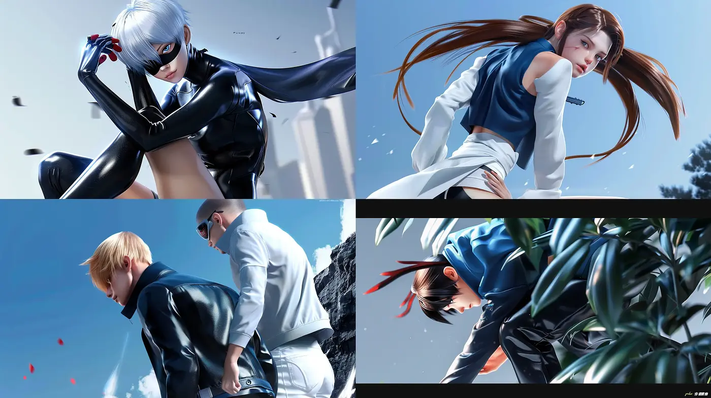 Dynamic Anime-Inspired Action Tableau with a Contemporary Lens - Midjourney sref style