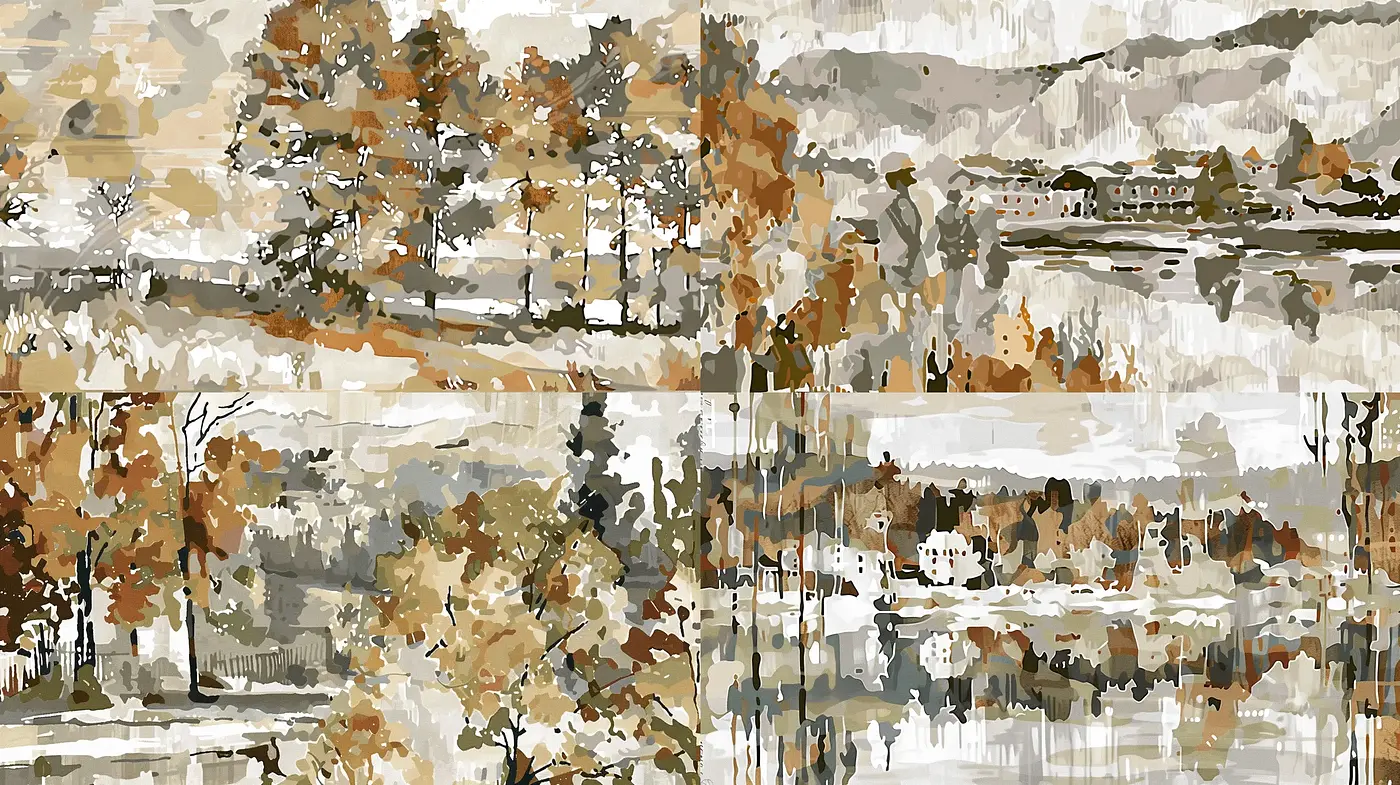 Autumnal Tapestry: A Harmonious Blend of Abstract and Landscape Art - Midjourney sref style