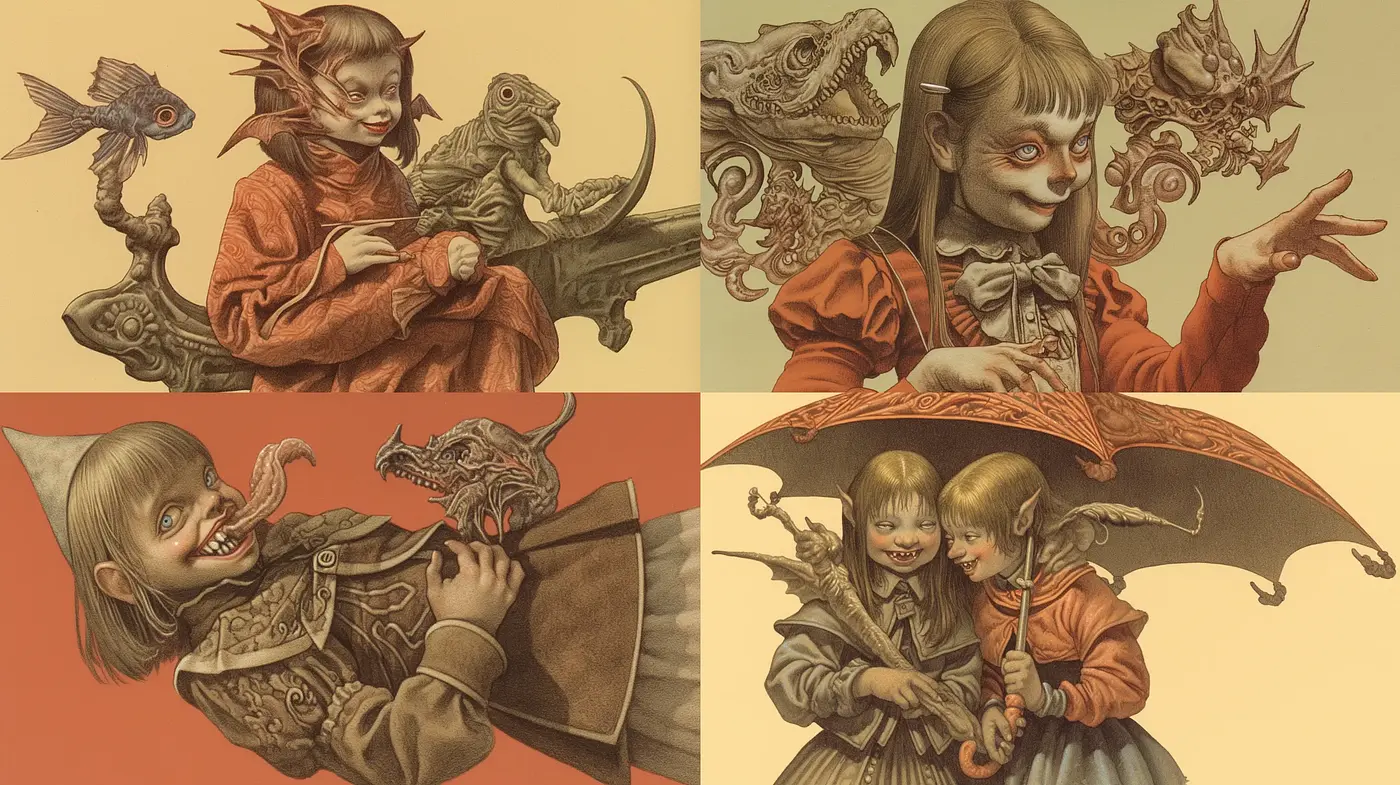 Eerie Fantasy Redux with a Vintage Sepia-Toned Twist - Midjourney sref style