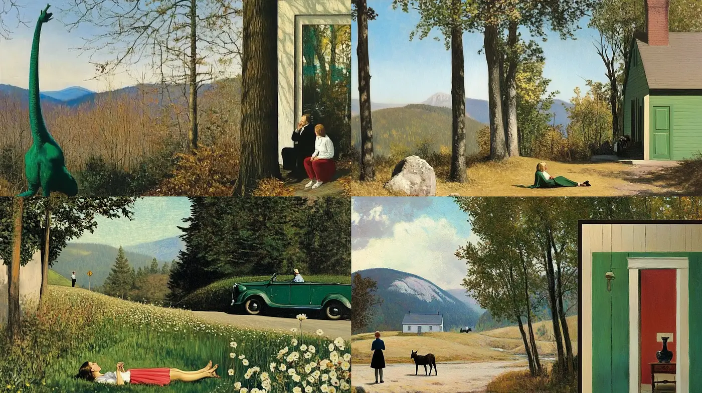Serene Pastoral Harmony with Subdued Americana Hues - Midjourney sref style