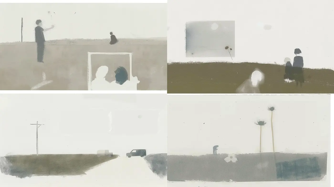 Subtle Washes of Melancholy: A Contemplative Watercolor Journey - Midjourney sref style